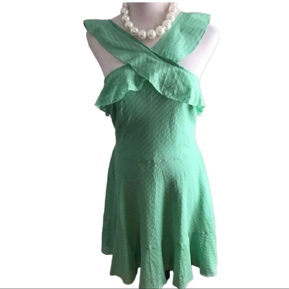 New! Banana Republic Mint Green Cross Cross Dress - Picture 4 of 9